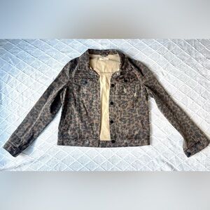 Elan Cheetah Print Jean Jacket Size Medium